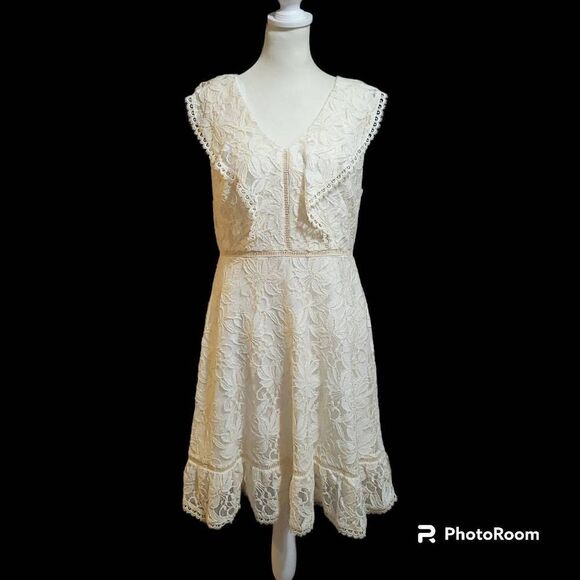 BB Dakota Dresses & Skirts - BB Dakota Revolve Rease Ruffle Lace Dress in Antique Ivory - Size 6 *NEW w/ Tag*